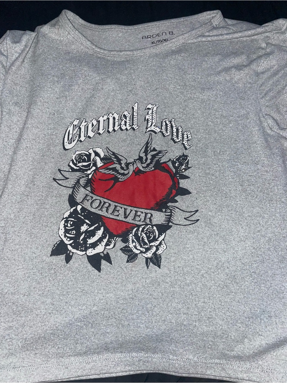 Arden B. Light Gray Tee with Black Neckline Logo